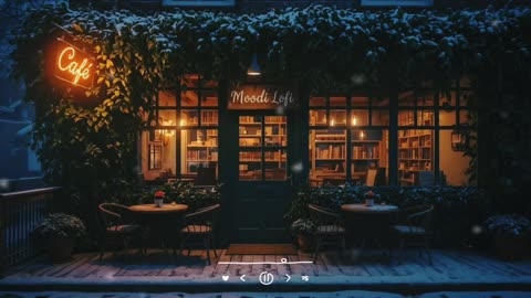 Jazz melody Music with cozy cafe ambience and snowfall