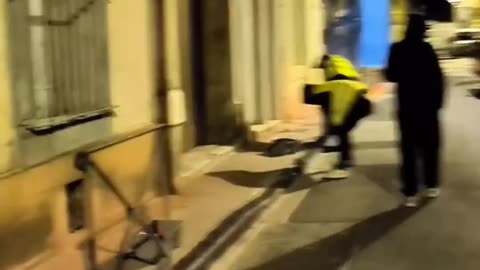 The French don't want to see sidewalk with LGBTQ colors so they erase everything.