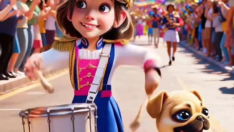 Dog's "Parade Mission"! From Buying the Drum to Playing Along, Witness Little Owner's Shining Moment