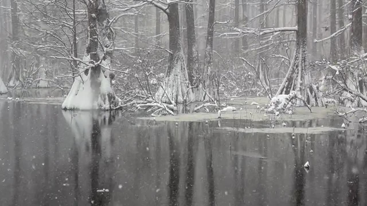 Snowy White Cypress Tree Swamp