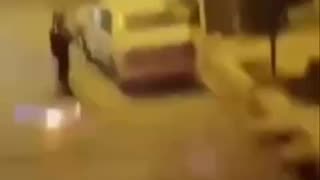 Iranian Protestor Uses an Improvised Flame Thrower