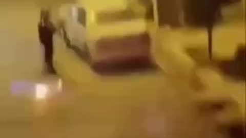 Iranian Protestor Uses an Improvised Flame Thrower