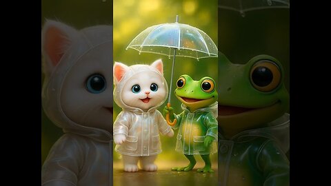 Cat & frog dance in the rain 🐱🐸🎵 Cutest Duo Ever | AI Animated Short