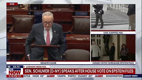 Schumer: Epstein Files Vote ‘Will Go Down as One of the Most Damaging Moments of Trump’s Presidency’