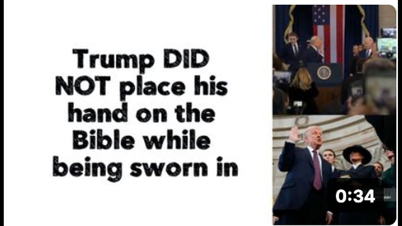 Trump DID NOT place his hand on the Bible while being sworn in.