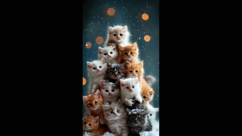 Funny Kittens on the Christmas tree