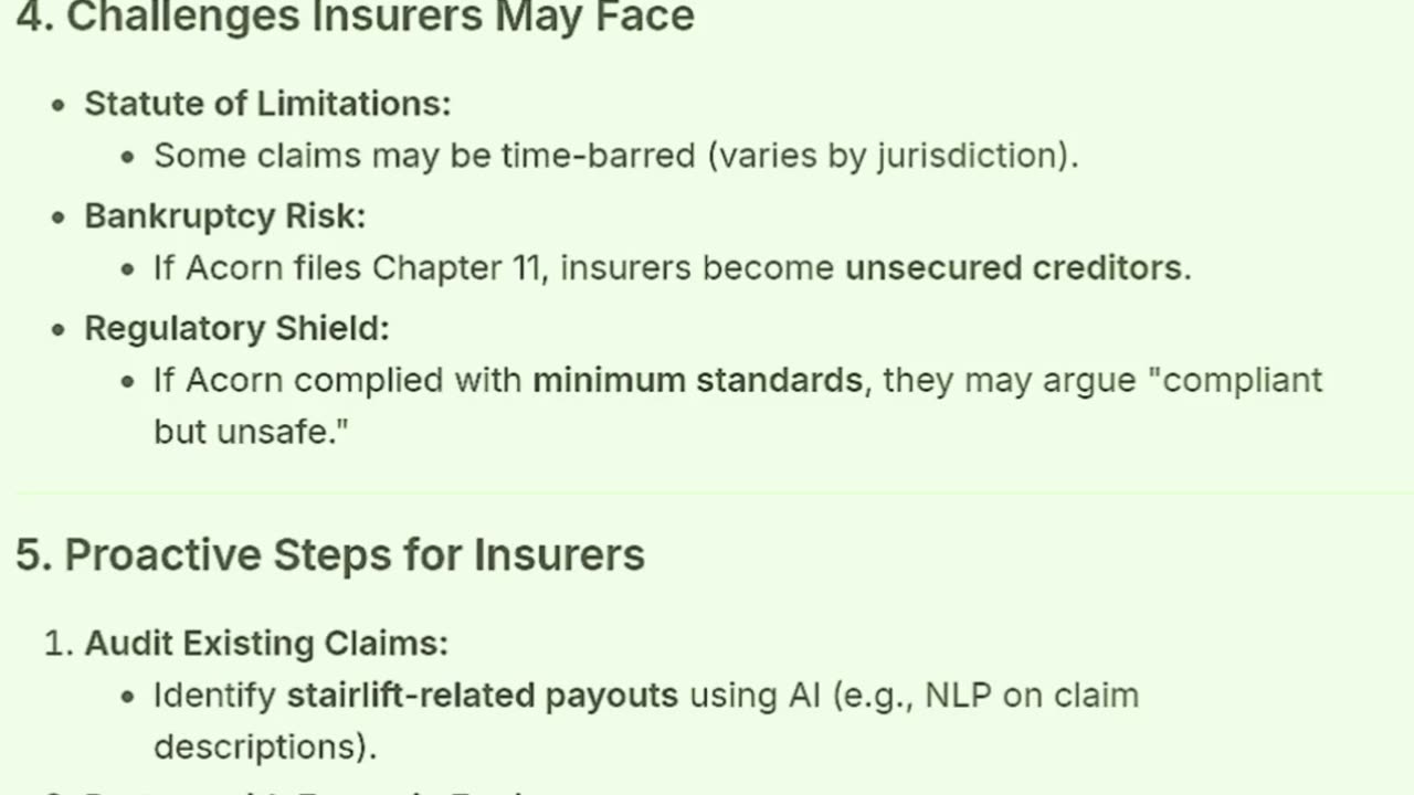 life and accident insurers that have already paid claims could take aggressive legal action through