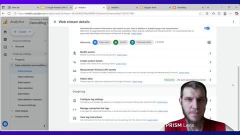 2.2. pt. 3/4 Doing account and property and Data Stream settings in Google Analytics 4