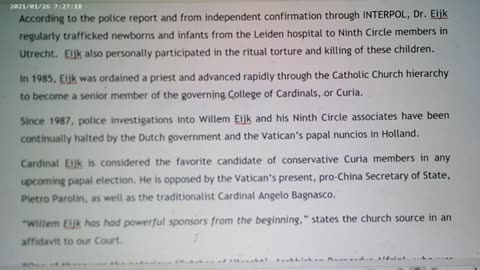 An accused child killer could be the next Pope; Dutch Cardinal is linked to the Ninth Circle cult