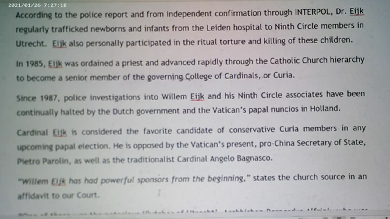 An accused child killer could be the next Pope; Dutch Cardinal is linked to the Ninth Circle cult