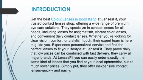 Get the best Colour Lenses in Boon Keng