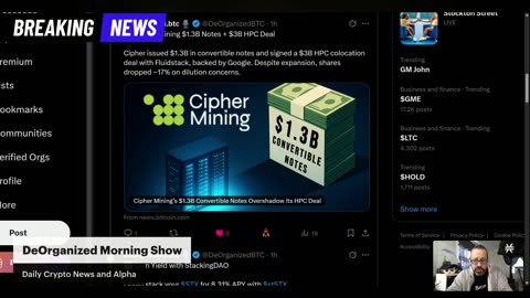 Avalanche $1B Treasury Move | Cipher $3B HPC Deal | AMD AI Boost | DeOrganized Morning News @Stacks Updates - 10-2 Let's Go!