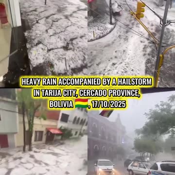 HEAVY RAIN ACCOMPANIED BY A HAILSTORM IN TARIJA CITY, CERCADO PROVINCE, BOLIVIA 🇧🇴, 17/10/2025