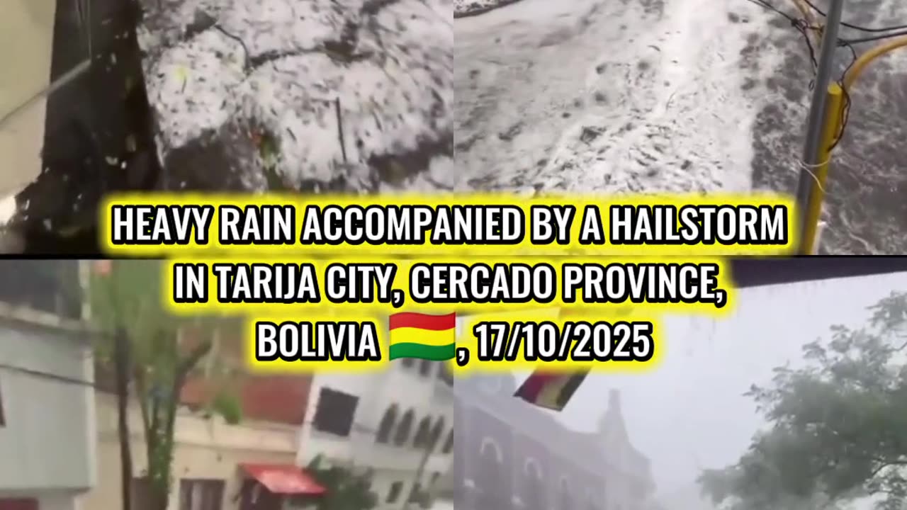 HEAVY RAIN ACCOMPANIED BY A HAILSTORM IN TARIJA CITY, CERCADO PROVINCE, BOLIVIA 🇧🇴, 17/10/2025