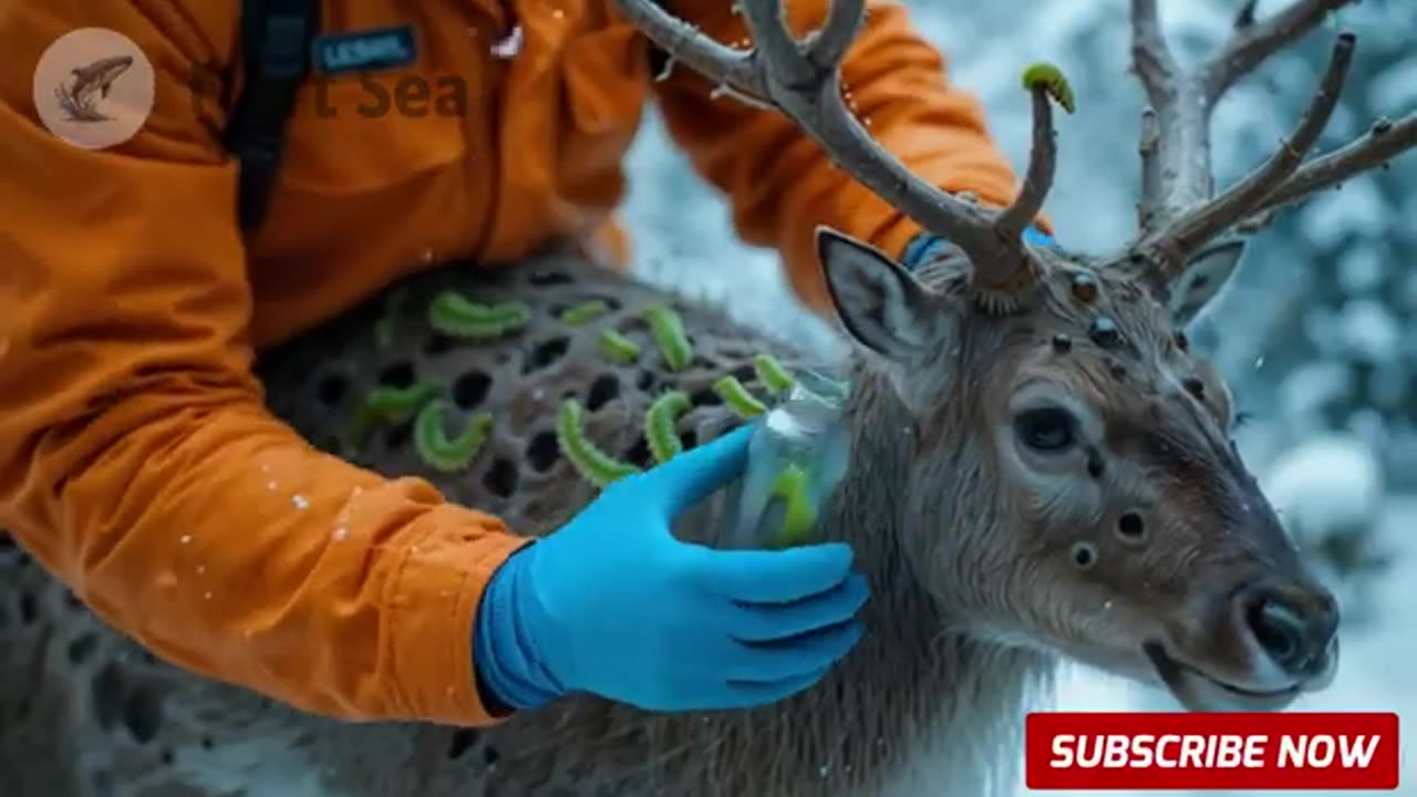 Rescuing a Reindeer: Team Saves Injured Deer from Green Worm