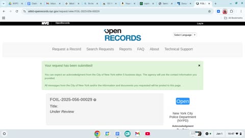 [OpenRecords] Request FOIL-2025-056-00029 Submitted to New York City Police Department (NYPD)