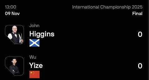 🔴 ถ่ายทอดสดสนุกเกอร์ 🏴󠁧󠁢󠁳󠁣󠁴󠁿จอห์น ฮิกกินส์ VS อู๋ อี้เจ๋อ 🇨🇳ศึก อินเตอร์เนชั่นแนล