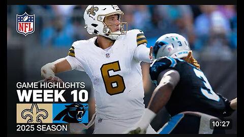 New Orlean Saints vs Carolina Panthers week 10 highlights