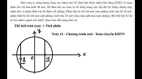 Toán KHTN: Toán 12: Tích phân: Một công ty năng lượng đang xây dựng một bể chứa khí thiên nhiên hóa