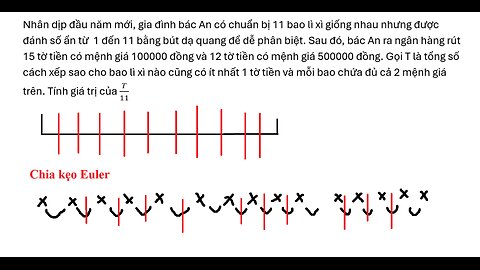 Toán 11: Chia kẹo Euler: Nhân dịp đầu năm mới, gia đình bác An có chuẩn bị 11 bao lì xì giống nhau