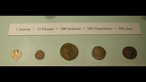 il sistema monetario della Antica Roma DOCUMENTARIO il denario d'argento che Gesù cita nel vangelo restò l'elemento portante dell'economia romana dalla sua introduzione nel 200 a.C fino al termine della sua coniazione III secolo d.C.