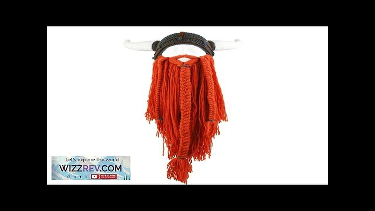 Viking Horn Hat Mask Men Bearded Funny Caps Winter Hand Weave Men Review