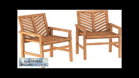 Walker Edison 2 Piece Outdoor Patio Chevron Wood Chair Set All Weather Review