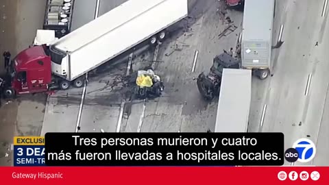 SHOCK VIDEO: Moment truck driver slammed into traffic in California Tuesday, killing 3