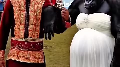 Gorilla Wearing Wedding Dress funny