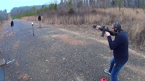 13.7" AR-15 and Glock 17 on Steel Swingers