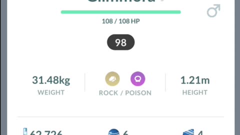Pokemon Go Evolution - 98% iV Glimmet ➡️ Glimmora
