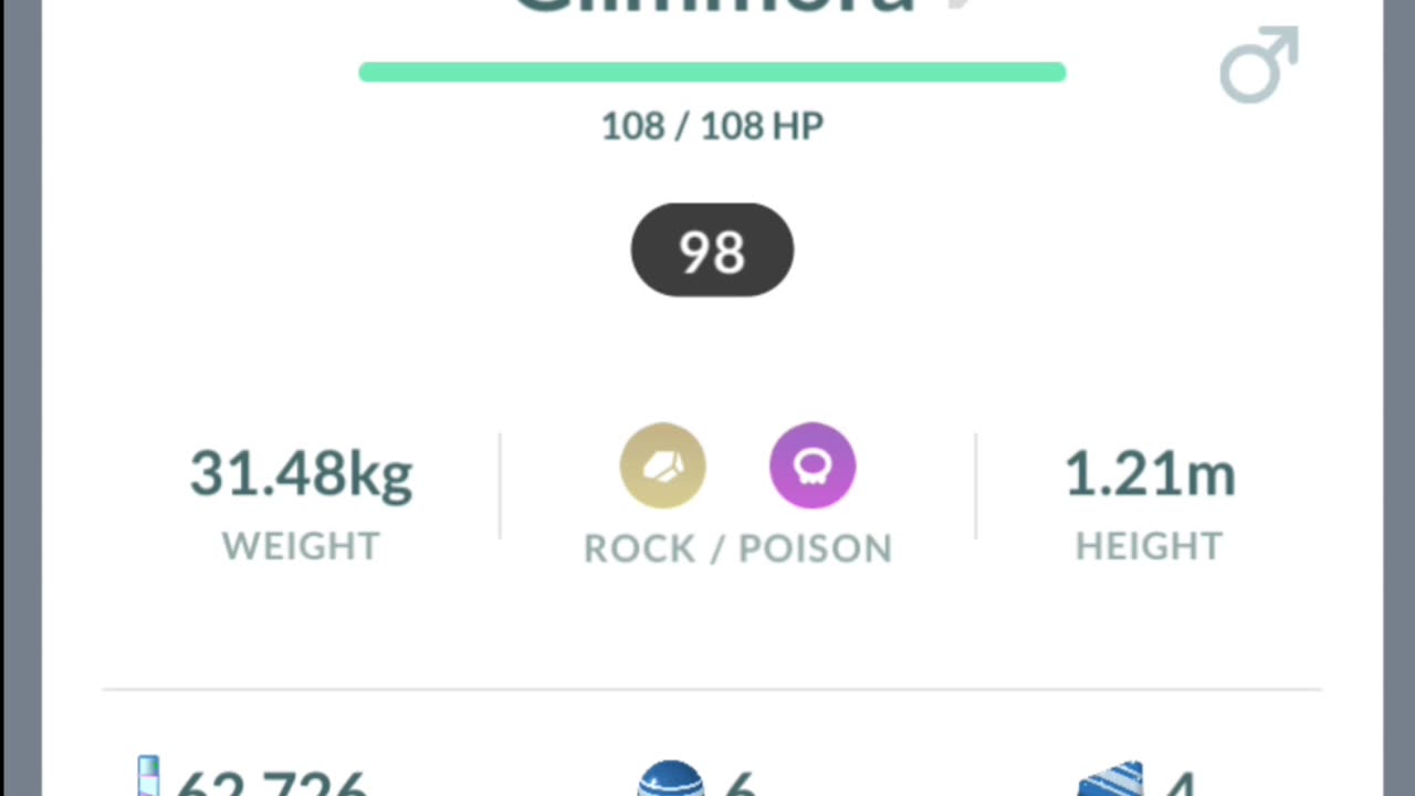 Pokemon Go Evolution - 98% iV Glimmet ➡️ Glimmora
