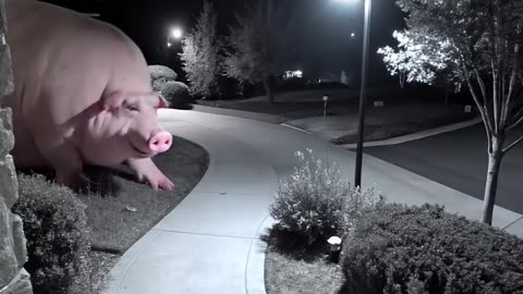 Huge pig caught on CCTV #scary #ai #foundfootage #horror