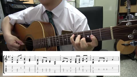 애국가, National anthem of Rep. of Korea - 안익태 작곡, guitar solo, tablature