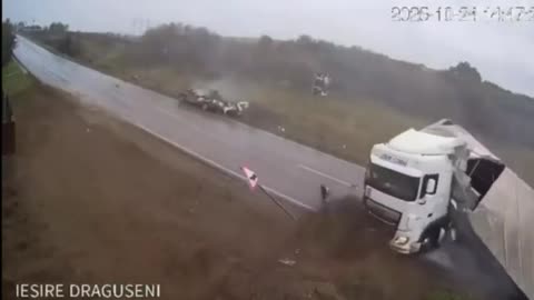 Semi Flattens Minivan