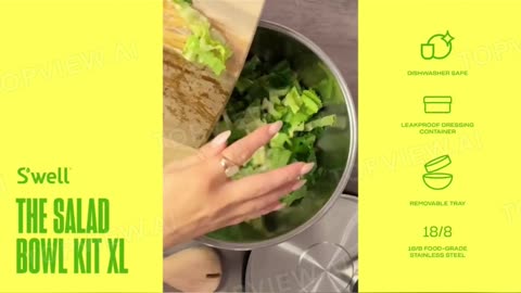"S'well XL Stainless Steel Salad Bowl Kit | Leakproof, Durable & Stylish"