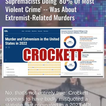 Fact Check: Rep. Crockett Misquoted Stat About White Supremacists Doing '80% Of Most Violent Crime'
