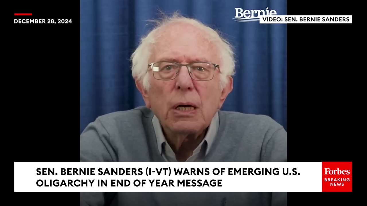 JUST IN Bernie Sanders Issues Dire Warning About State Of U.S As 2024 Draws To A Close