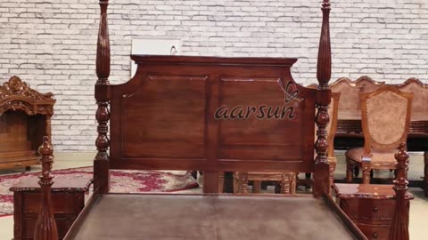 Luxury Teak Wood Poster Bed | Customizable Royal Bedroom Design |