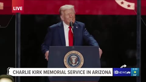 President Donald Trump speaks at Charlie Kirk memorial service