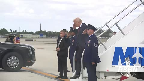 WATCH: The President disembarks AF1 after landing in Miami for American Business Forum remarks