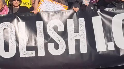 People in NYC protest against Donald Trump and ICE.