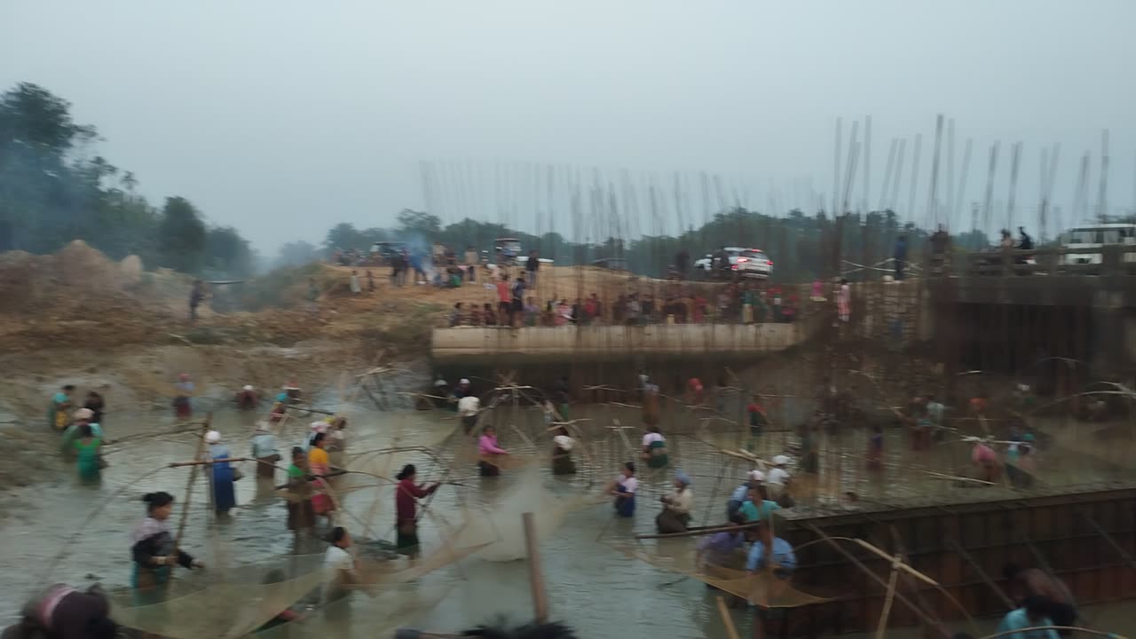 Local man fishing in small river pull
