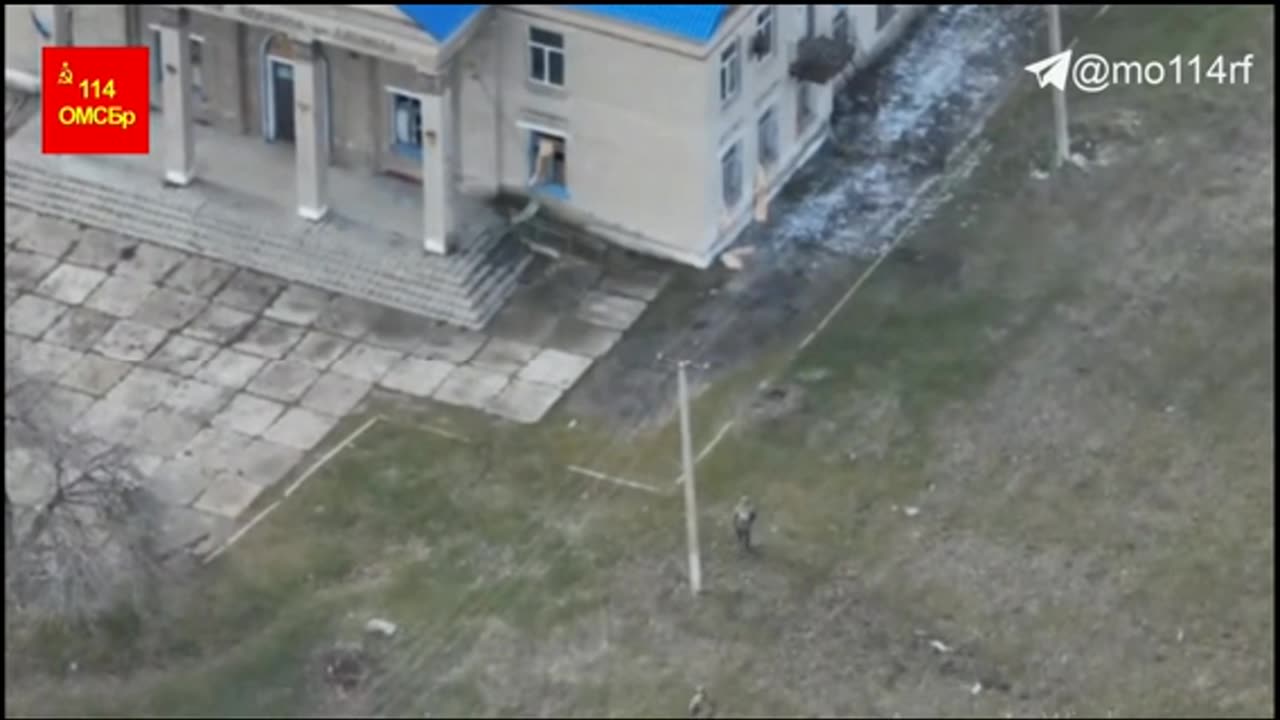 Russian Soldiers of 114th Brigade raise a flag in Andriivka