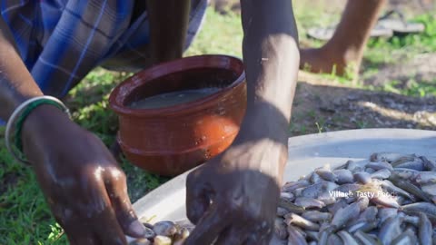 Pond Water Fish Catching and Cooking Fish Gravy in our Village _ Country Fishing