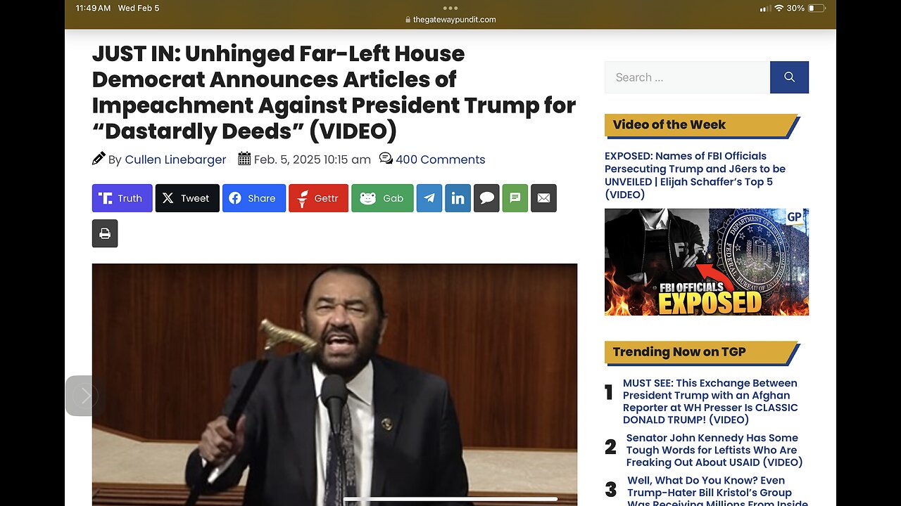 House Democrat Announces Articles of Impeachment Against President Trump for “Dastardly Deeds”