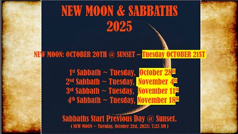 NEW MOON & SABBATHS NOVEMBER 2025