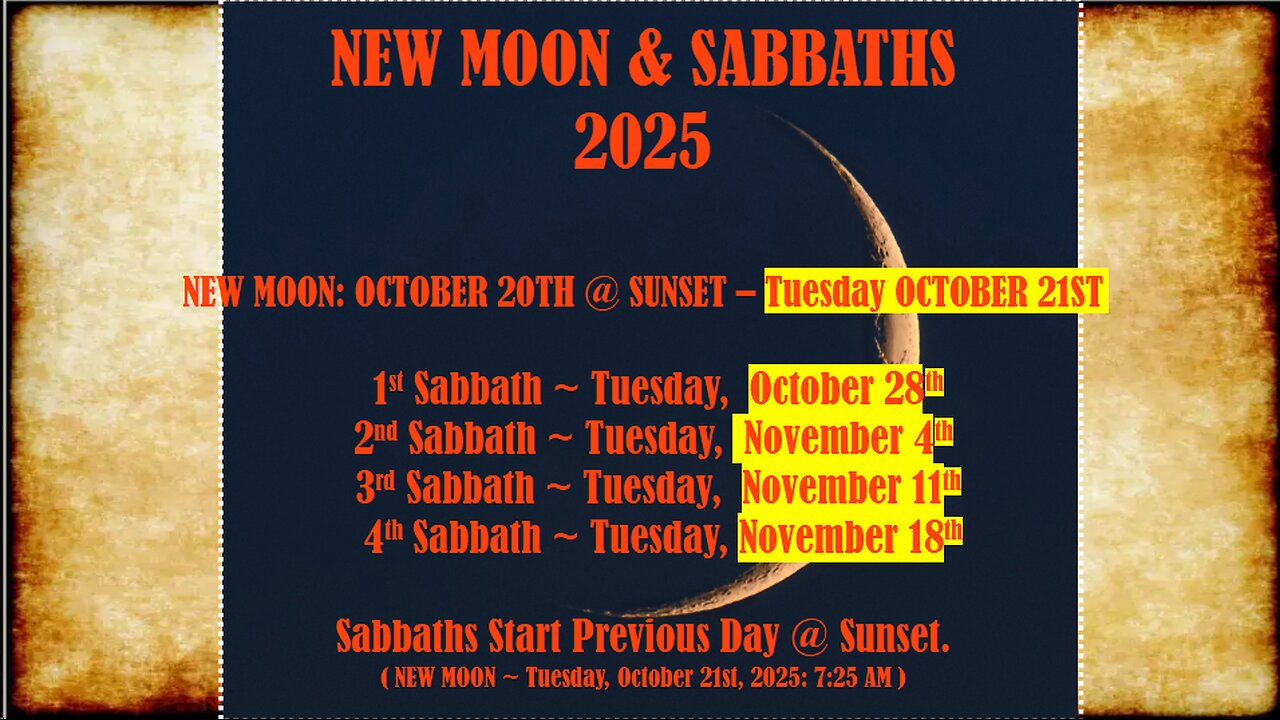 NEW MOON & SABBATHS NOVEMBER 2025