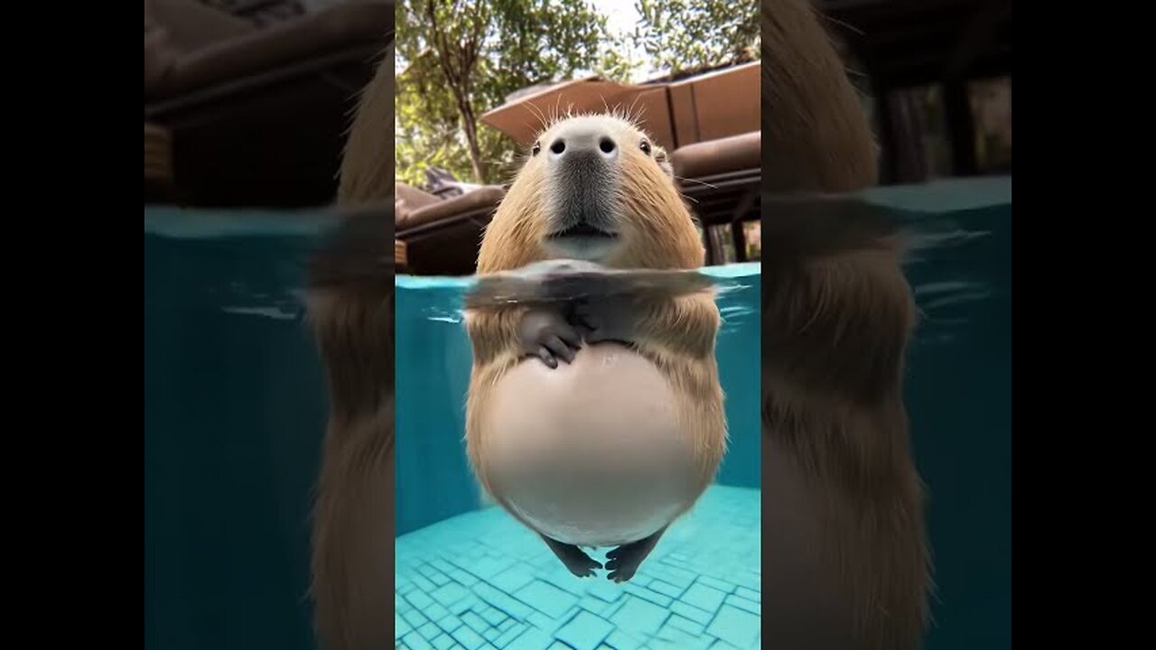 Capybaras love swimming in pools 🦫