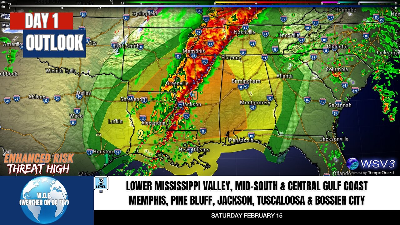 🌪️ Tornado Threat: East TX & Southeast 2/15/25 #shorts #weather